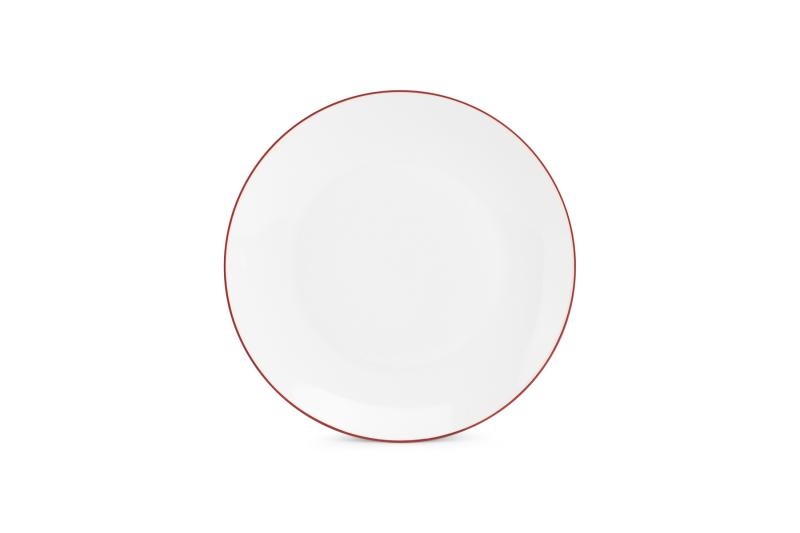 Plate 26,5cm coupe burgundy rim Basic White