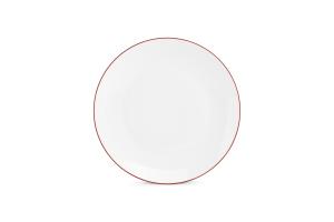Plate 26,5cm coupe burgundy rim Basic White