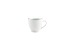 Cup 20cl burgundy rim Basic White