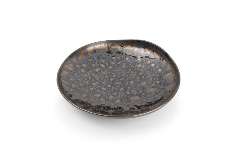 Deep plate 26xH4cm gold flaked Nobile