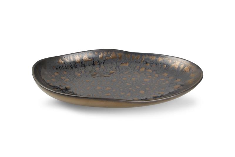 Deep plate 35x23xH5cm gold flaked Nobile