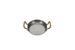 Serving dish 18xH3,5cm with gold handle hammered antique silver Serve