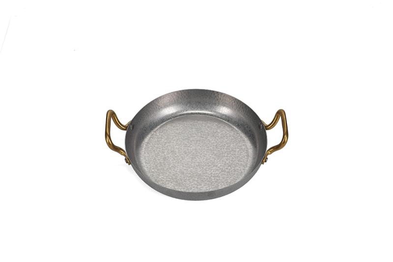 Serving dish 24xH5cm with gold handle hammered antique silver Serve