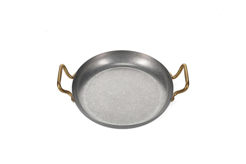 Serving dish 28xH5cm with gold handle hammered antique silver Serve