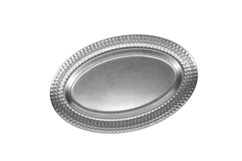 Serving dish 41x26,5cm with structured edge antique silver Serve