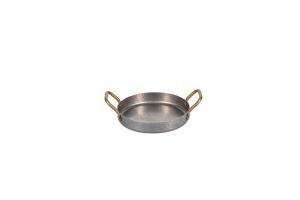 Serving dish 16,5xH3cm with gold handle hammered antique silver Serve