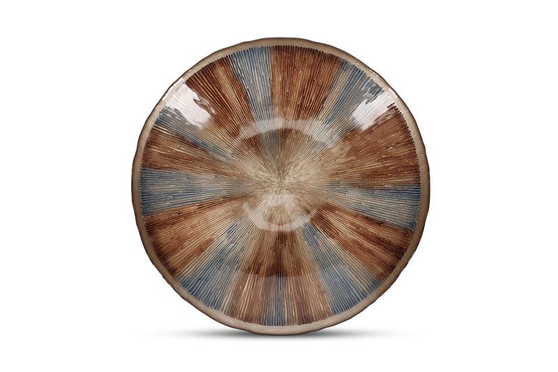 Decorative dish 40xH6,5cm glass autumn Cosmo