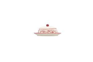 Butter dish 20x14,5xH8,5cm burgundy Cyril