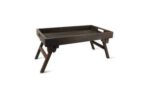 Serving tray 55x30xH10cm footed wood black Rural