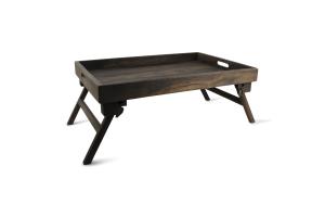 Serving tray 60x40xH10cm footed wood black Rural
