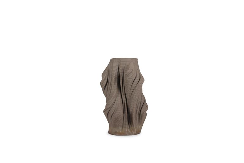 Vase 20x20xH28,5cm satin brown Vea