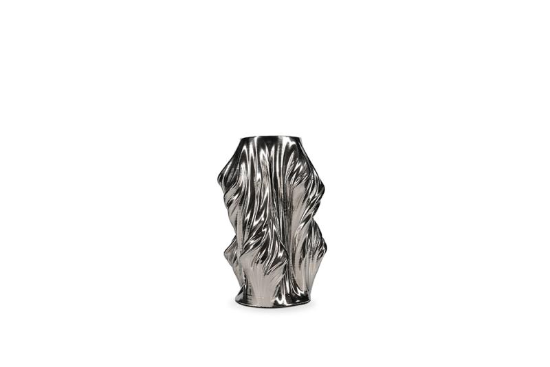 Vase 20x20xH28,5cm satin silver Vea