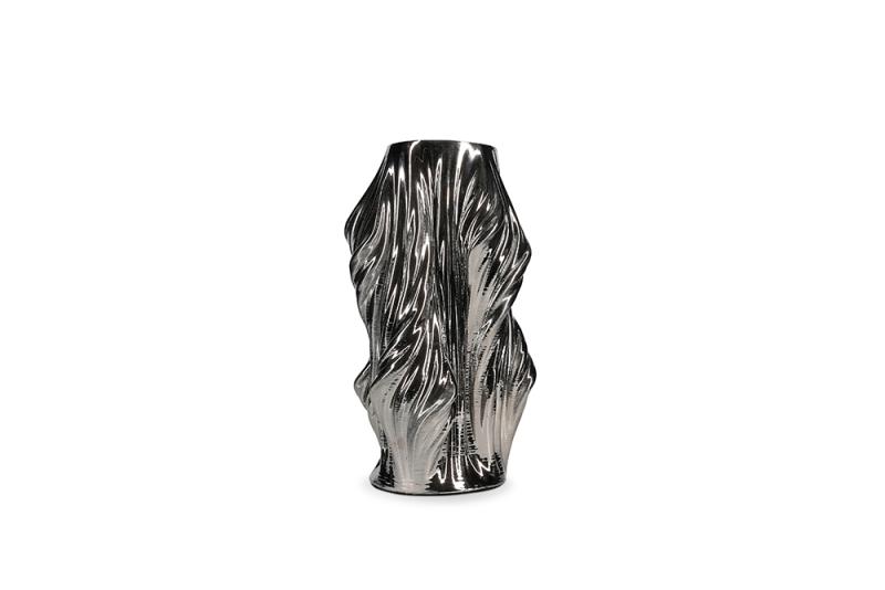 Vase 22,5x22,5xH37cm satin silver Vea