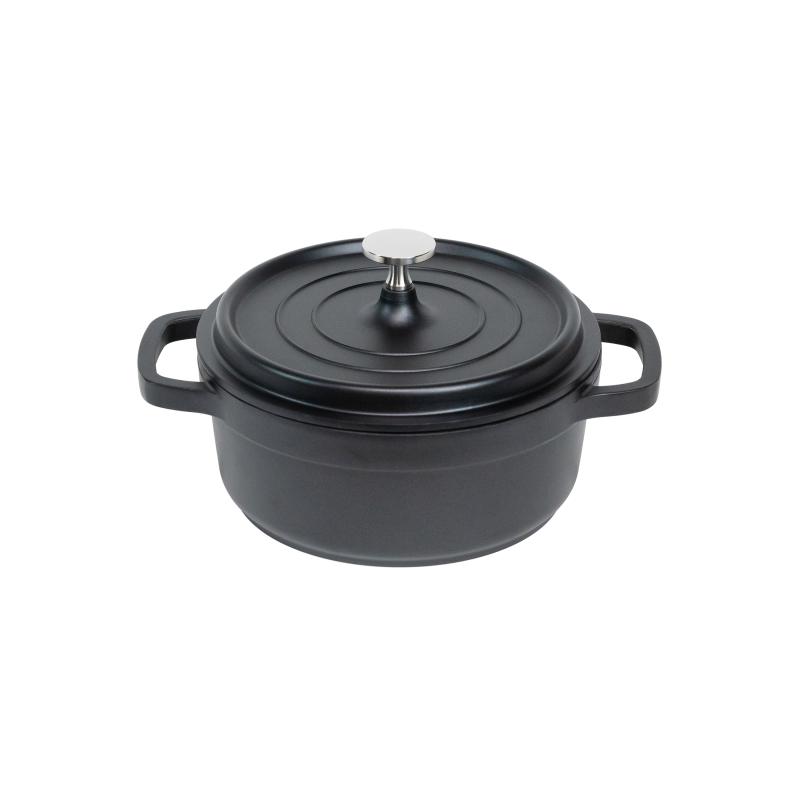 Casserole Round Black 4.26L with silver knob