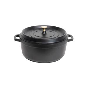 Casserole Round Black 4.26L with gold knob