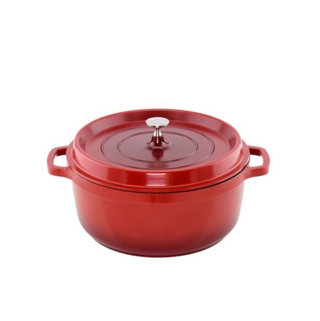 Casserole Round Red 6.8L with silver knob