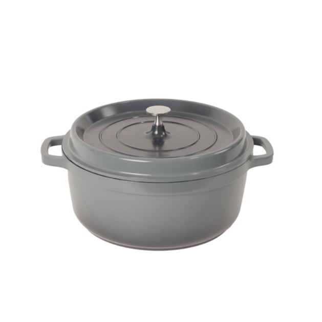 Casserole Round Charcoal 6.8L with silver knob