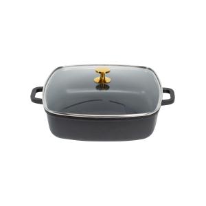 Casserole Square Black 4.93L with gold knob