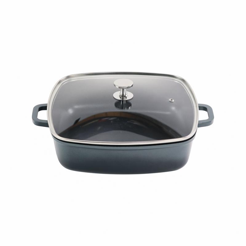 Casserole Square Charcoal 4.93L with silver knob