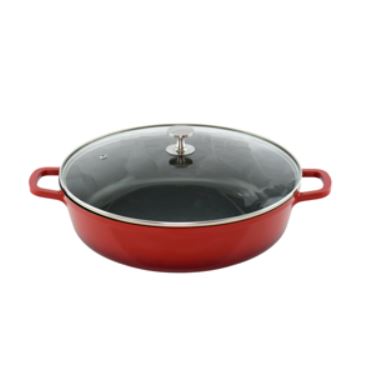 Casserole round Red 5.7L with silver knob