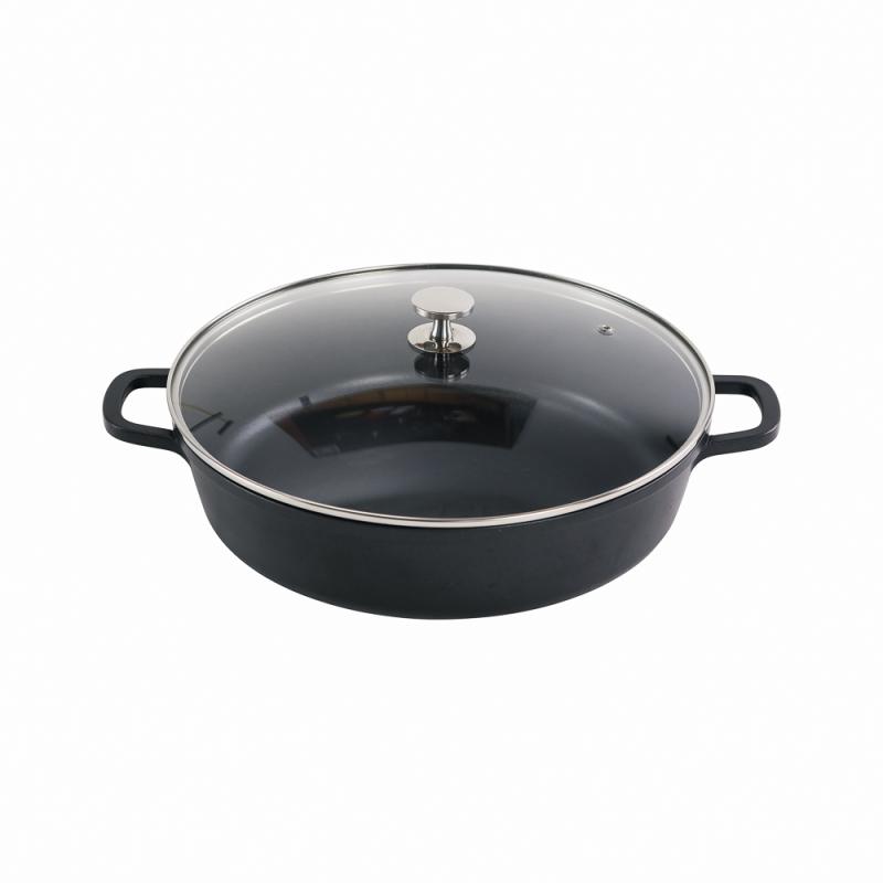 Casserole round Black 5.7L with silver knob