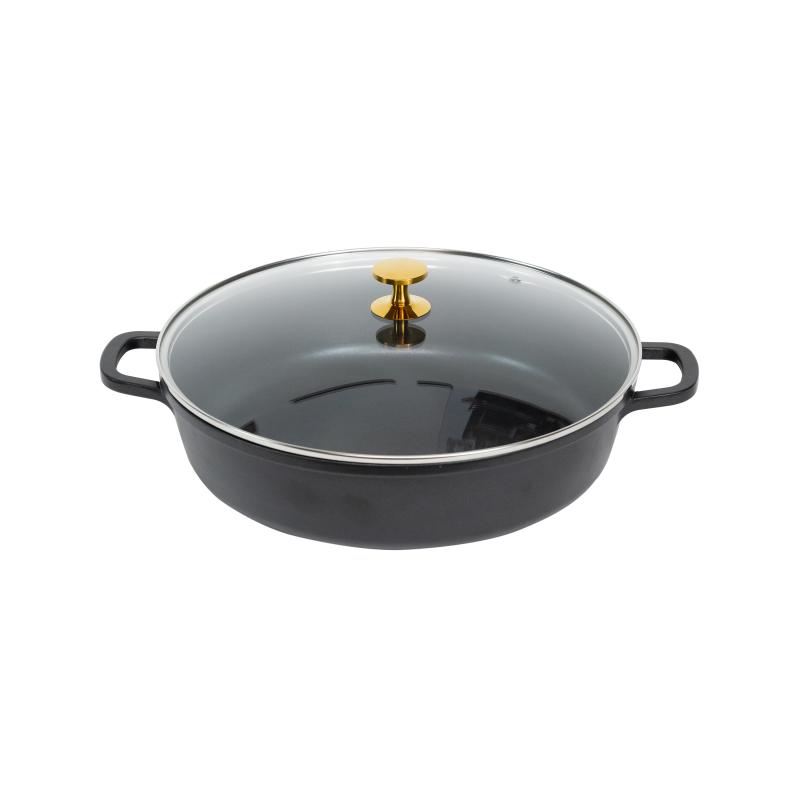 Casserole round Black 5.7L with gold knob