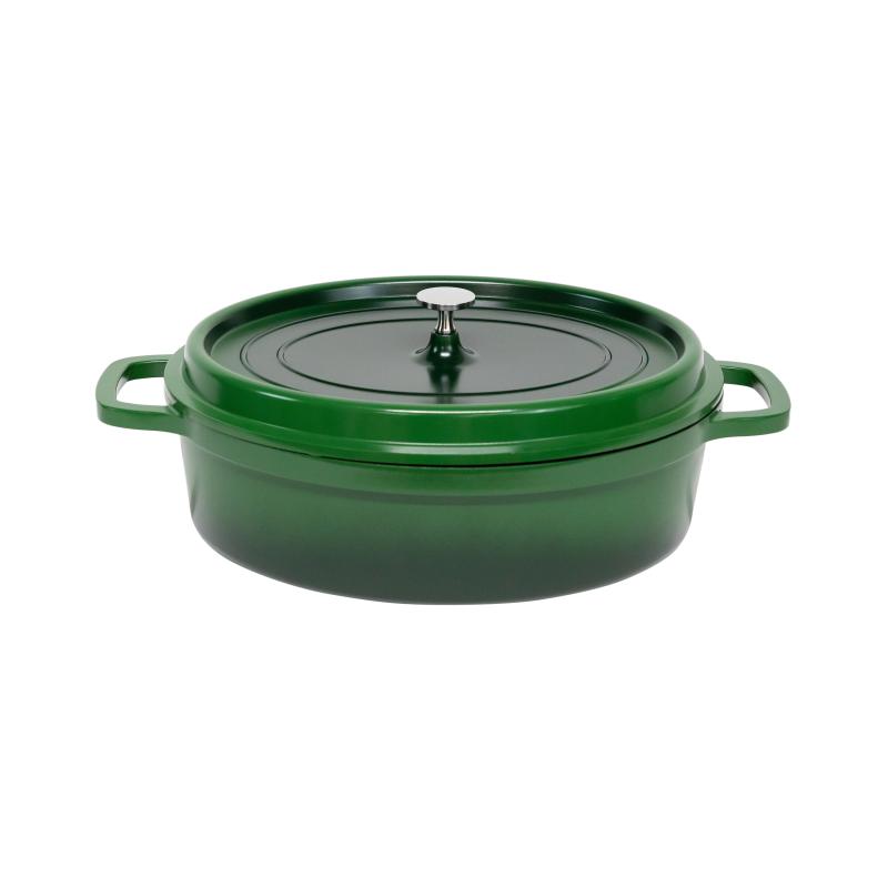 Casserole Oval Green 7.5L  with silver knob