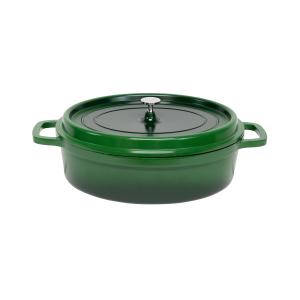 Casserole Oval Green 7.5L  with silver knob