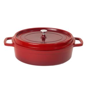 Casserole Oval Red 7.5L with silver knob