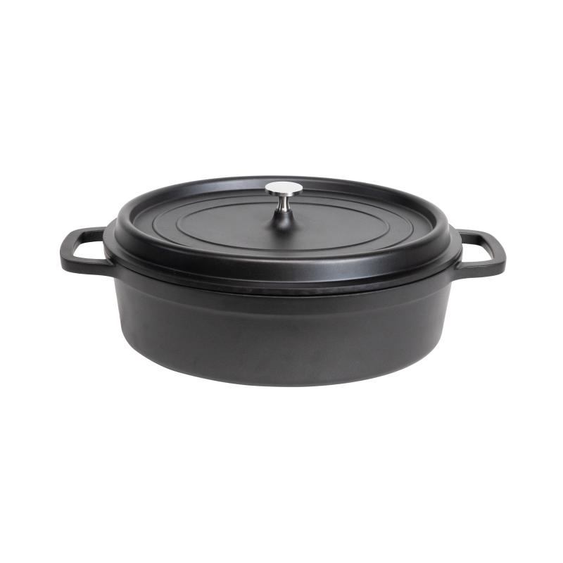 Casserole Oval Black 7.5L  with silver knob