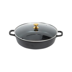 Casserole Round Black 9.75L with gold knob