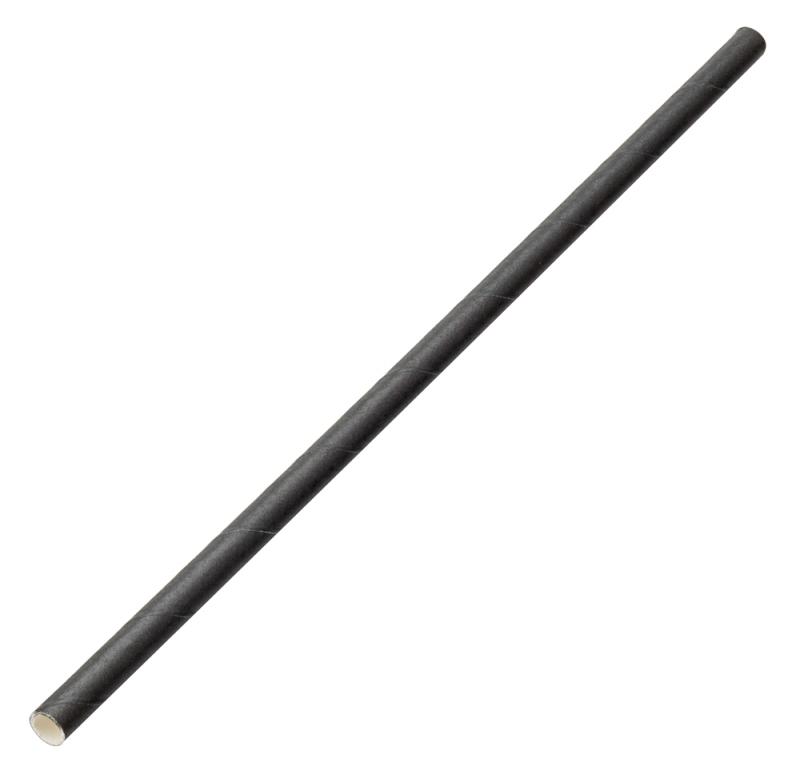Paper Solid Black Straw 8´ (20cm)´