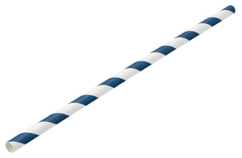 Paper Navy/White Stripe Straw 8´ (20cm) Box of 250´
