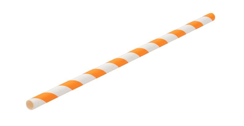 Paper Orange/White Stripe Straw 8´ (20cm)´