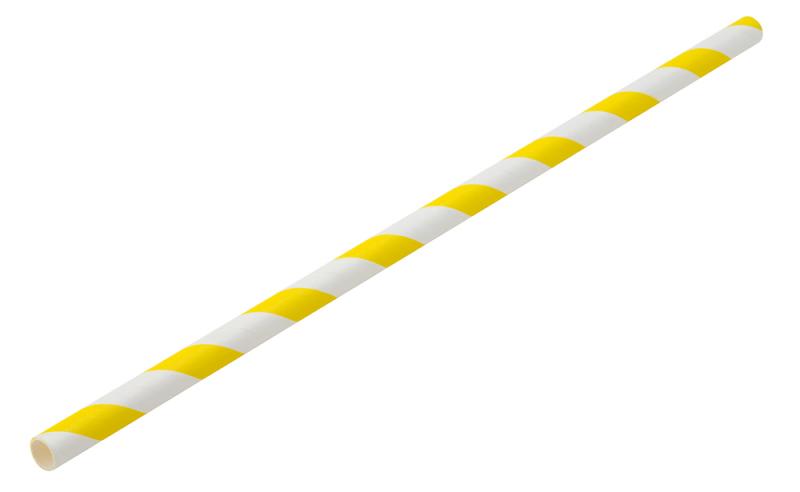Paper Yellow/White Stripe Straw 8´ (20cm)´