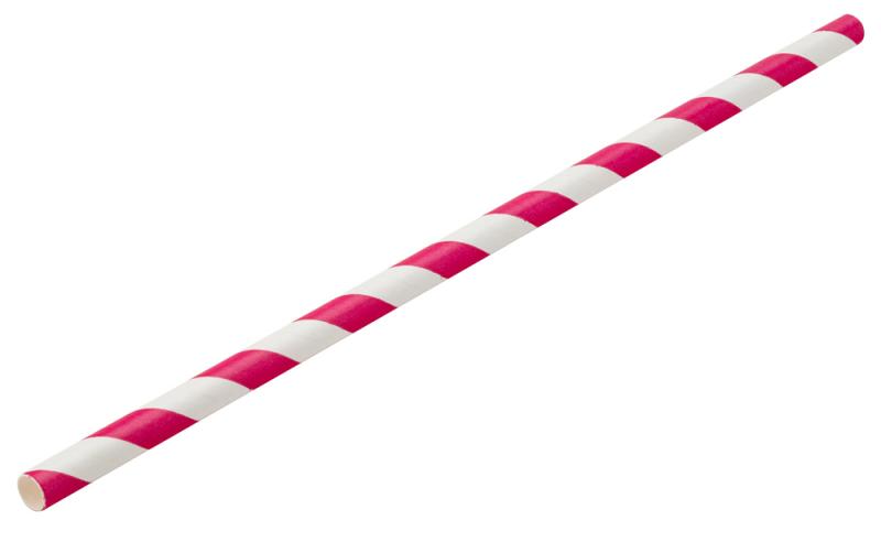 Paper Pink/White Stripe Straw 8´ (20cm) Box of 250´