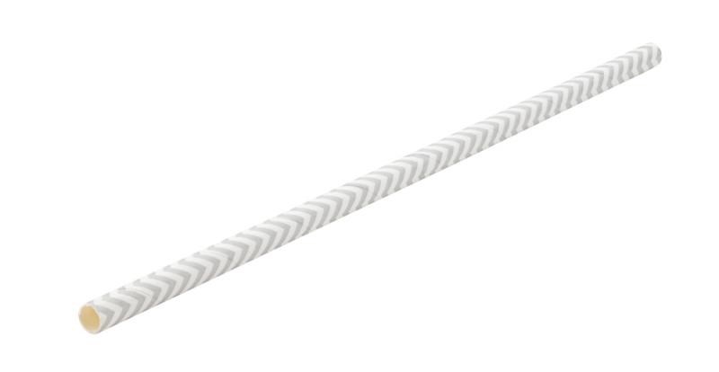Paper Chevron Matt Silver Straw 8´ (20cm)´