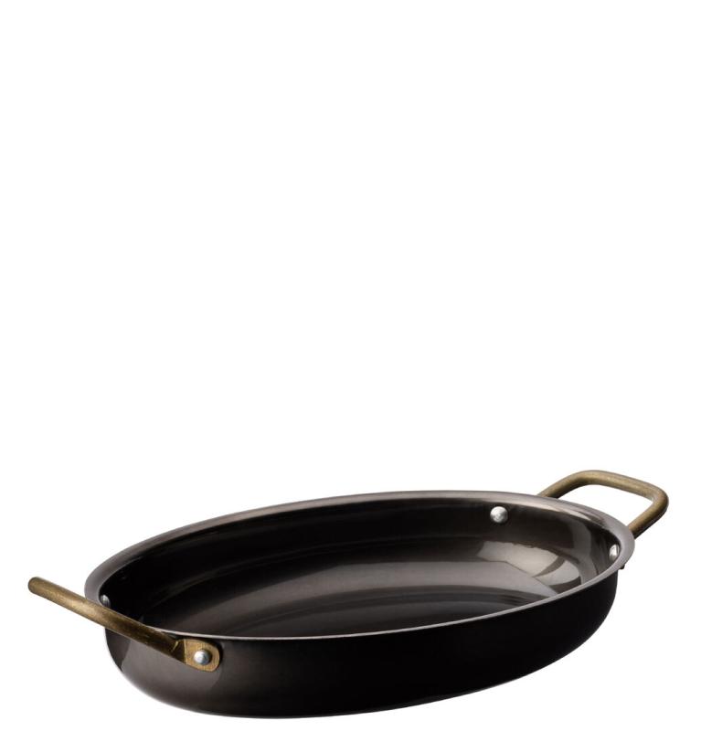 Black Vintage Steel Oval Dish 24.5 x 17.5cm