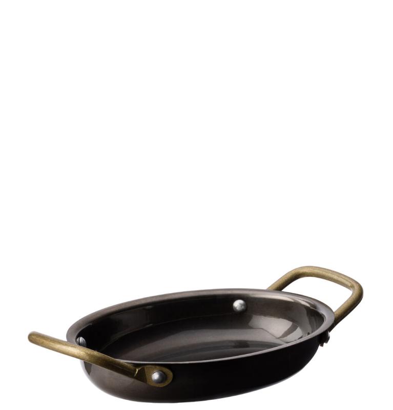 Black Vintage Steel Oval Dish 16.5 x 12.5cm