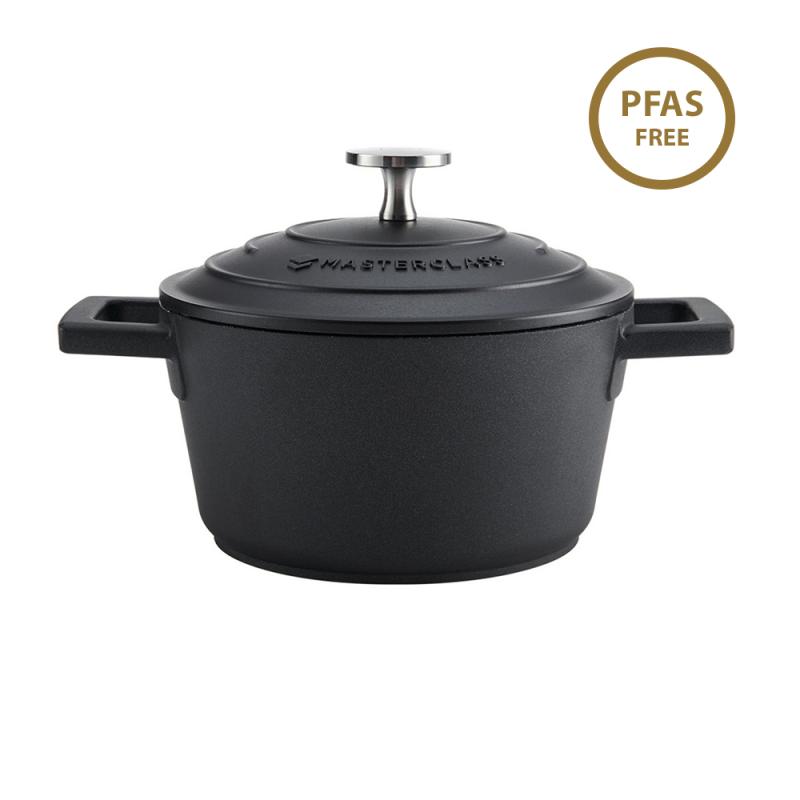 MasterClass Cast Aluminium Black Casserole Dish, 16cm, 1.4 Litre, Gift Boxed