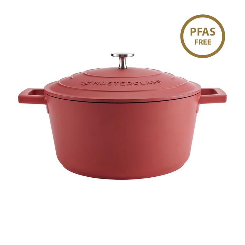 MasterClass Cast Aluminium Red Casserole Dish, 24cm, 4 Litre, Gift Boxed