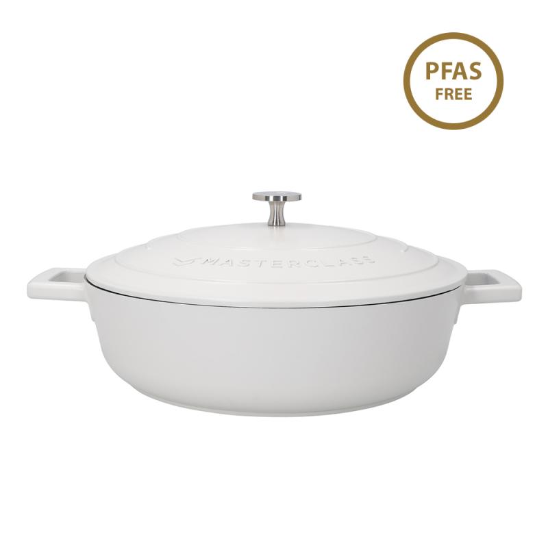 MasterClass Cream Cast Aluminium Shallow Casserole Dish, 4L