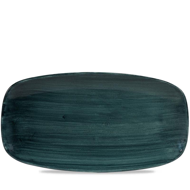 Stonecast Patina Rustic Teal  Chefs Oblong Plate 13 7/8X7 3/8 Box 6
