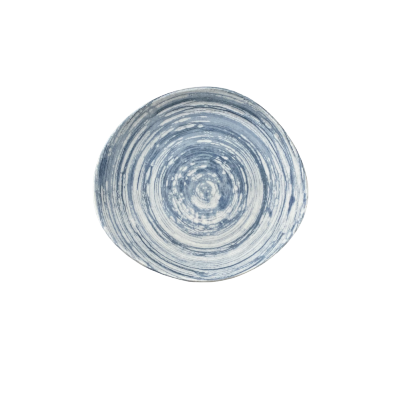 Swirl Blue Pebble Flat Plate 27 cm