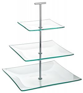 Aura 3 Tiered Square Glass Plate 9.75, 8, 5.75´´