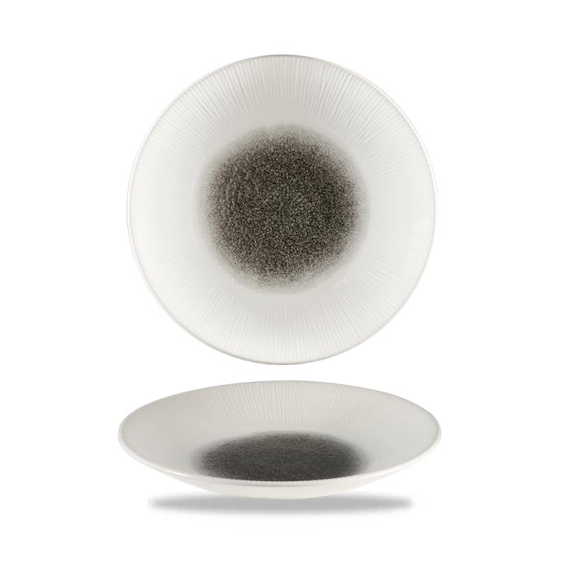 Raku Quartz Black  Bamboo Deep Coupe Plate 9 7/8´  Box 12´