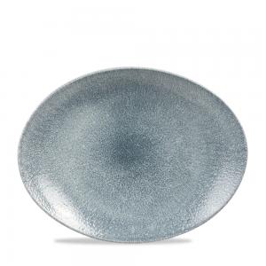 Raku Topaz Blue Orbit Oval Coupe Plate 12.5´ Box 12´