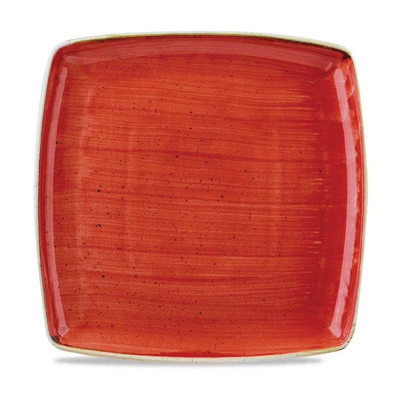 Stonecast Berry Red  Deep Square Plate 26Cm Box 6