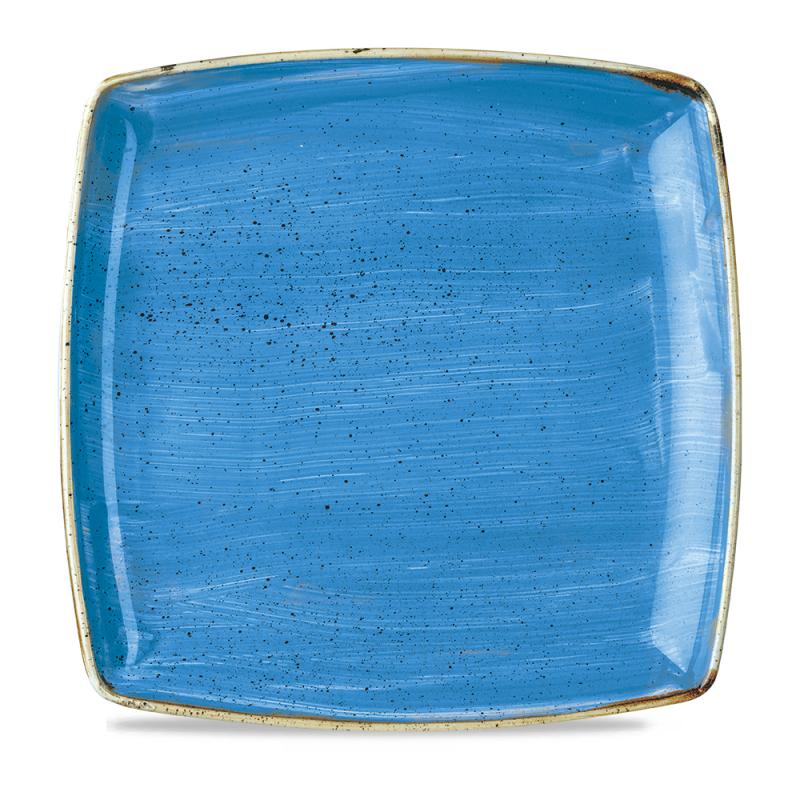 Stonecast Cornflower Blue Square Deep Plate 26.8Cm Box 6