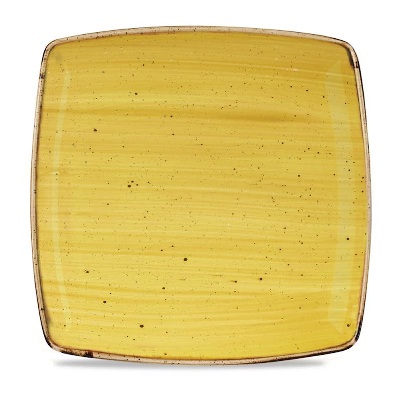 Stonecast Mustard  Deep Square Plate 26Cm Box 6
